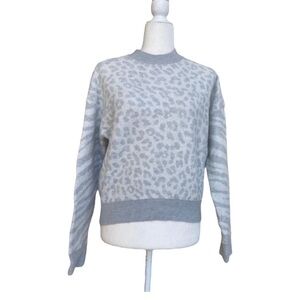 Rails Lana Sweater Gray Ivory Mixed Animal Print Womens Size m Cashmere Blend